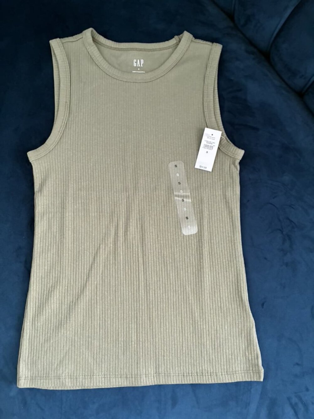 NWT Gap Olive Green Ribbed Tank Top S